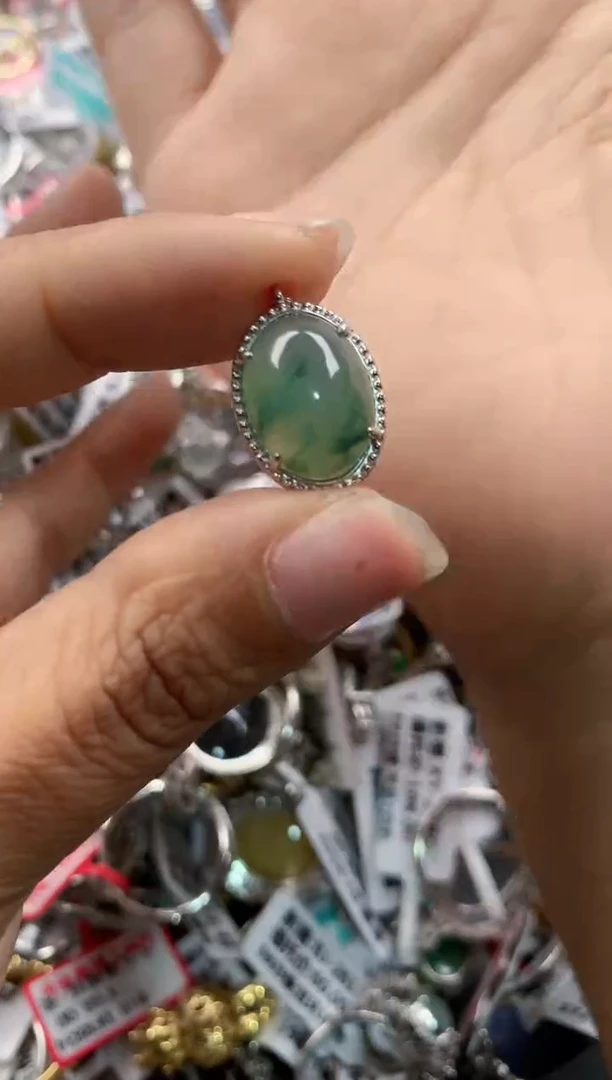 银S925镶嵌戒指翡翠14     2