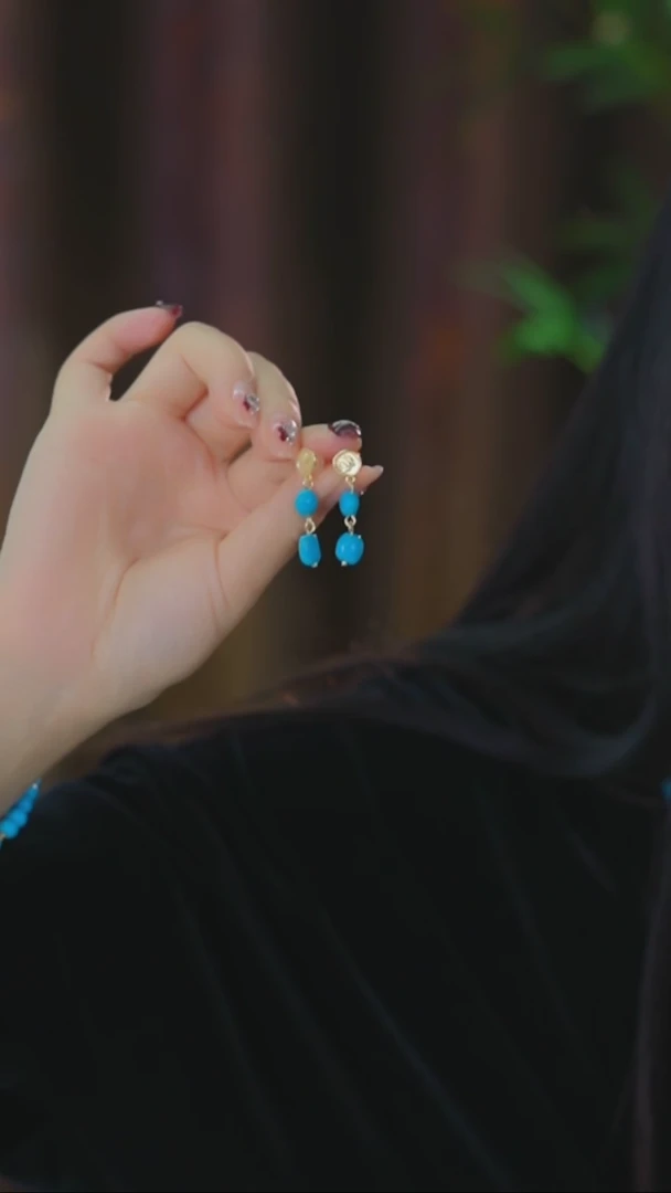 【闪购商品】绿松石耳钉银S925镶嵌发货一