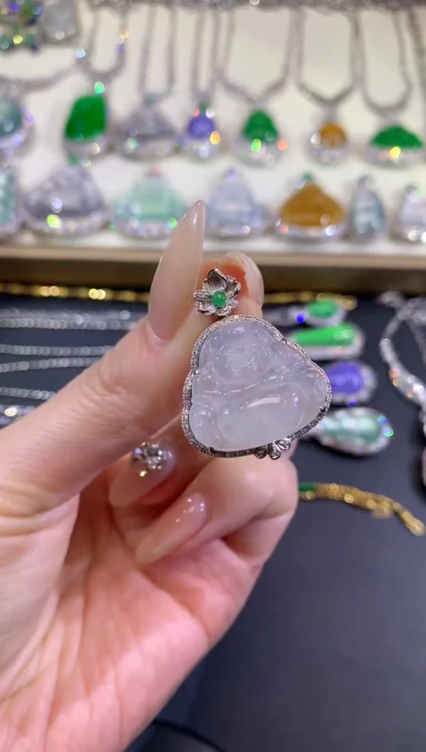 吊坠(不含链)18K金镶嵌翡翠5-佛公