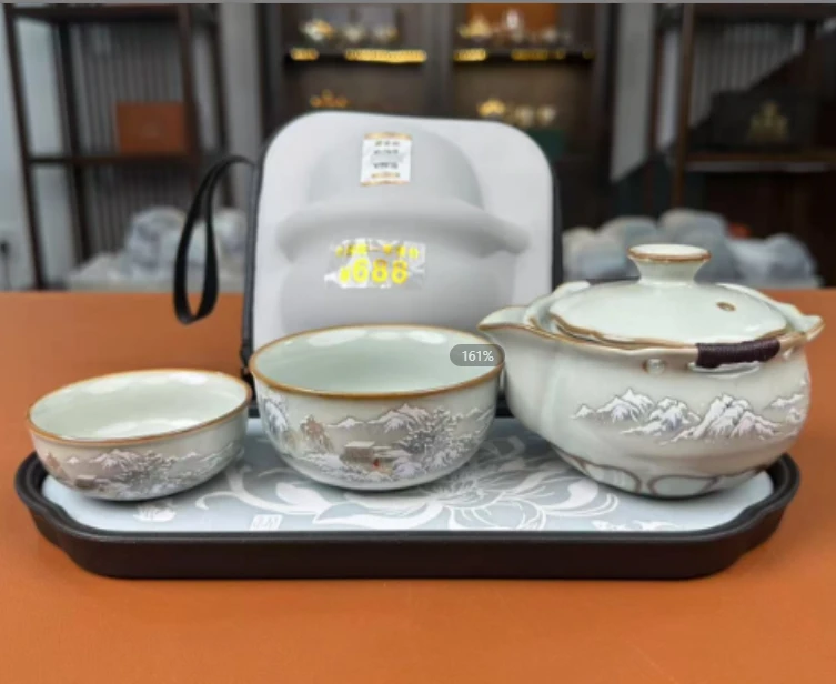 KZH0104-颜荣聪掐丝银手抓雪山旅行套+莲华茶盘