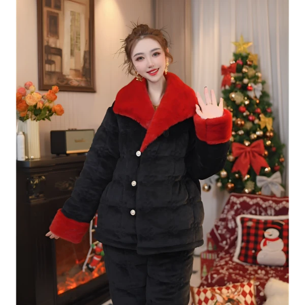 【赫本女王●短款】24秋冬新款加厚保暖时尚气质外穿家居服套装睡衣