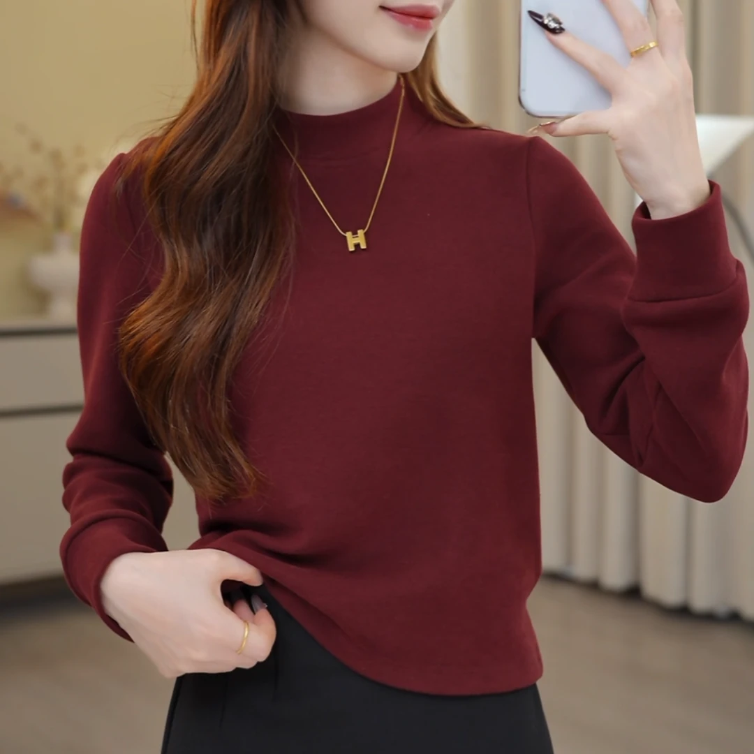 半高领保暖圆领常规显瘦长袖T恤打底衫气质内搭毛衣