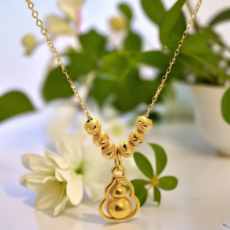 铜项链 转运珠葫芦项链饰品时尚中式小众设计锁骨链优雅百搭ins风