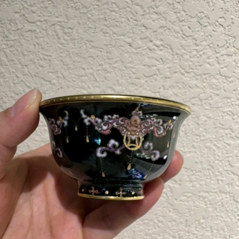 溢珍堂 唐风蝙蝠吊珠小压手杯 瓷器茶周边茶具