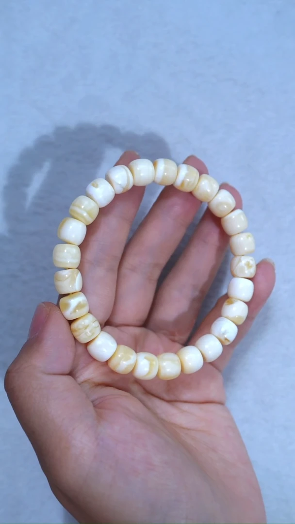 未镶嵌蜜蜡手链收藏级9mm瓷白漆白浓蜡妖花