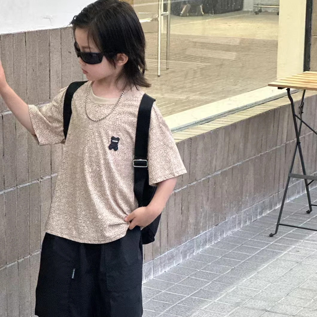 27127高端专享2025夏款天花板男宝短袖咖色（B）