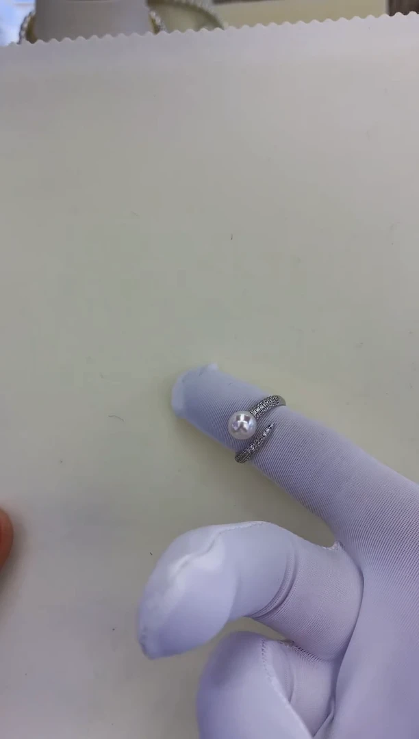 银S925镶嵌饰品海水珍珠设计款戒指