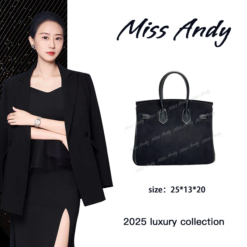 【Andy甄选】XKY-7278-黑色大＆马新款25头层皮手提女包