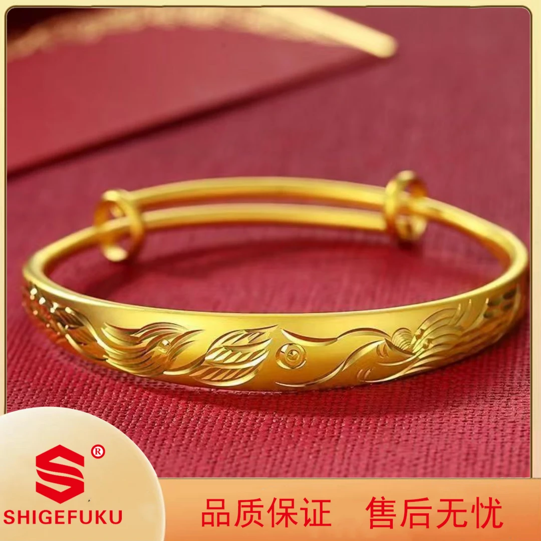 【香港SHIGEFUKU】福瑞龙凤推拉手镯民族风百搭可调节