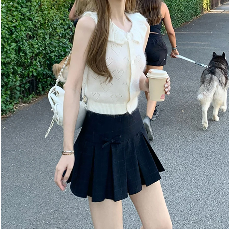 【欧若风】春新品甜心阿miu_设计感减龄乖巧花边领通勤百搭针织背心