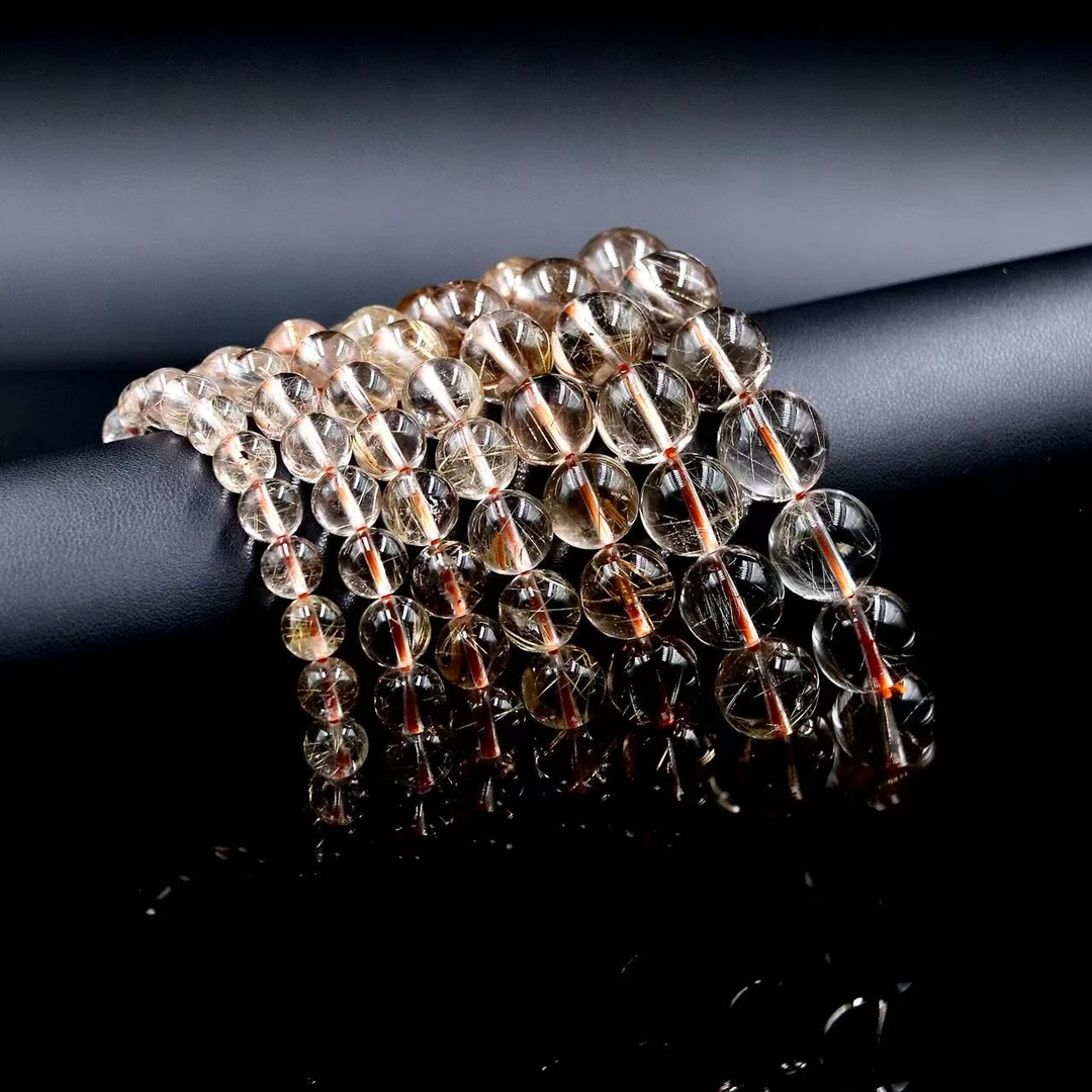 纯天然透体钛晶共生钛晶单圈手串W3985-尺寸可选-多样性发一