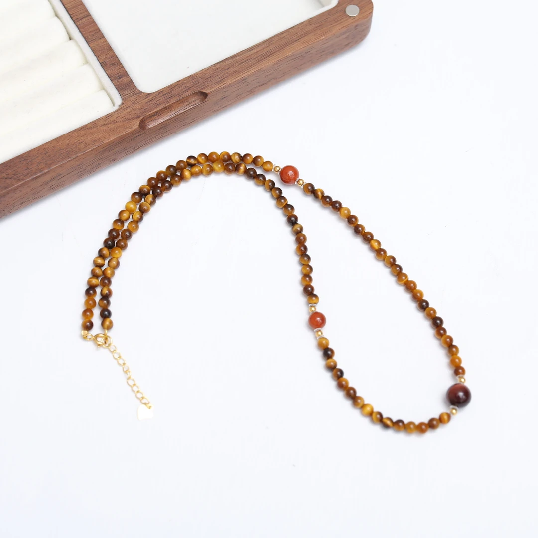 【海边】黄虎眼石 南红配饰 项链（多样性发货）