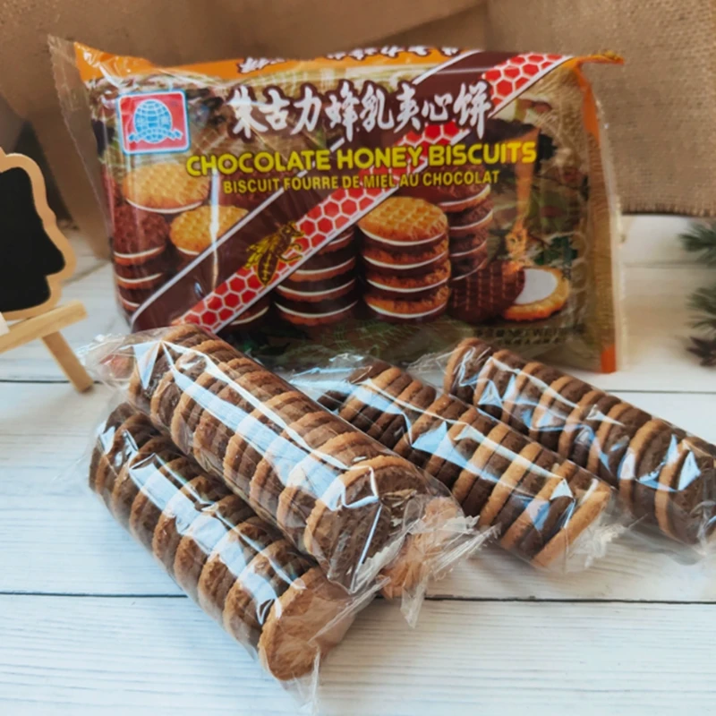 8090后经典怀旧零食广东江门老牌子华声朱古力蜂乳夹心饼干早餐饼