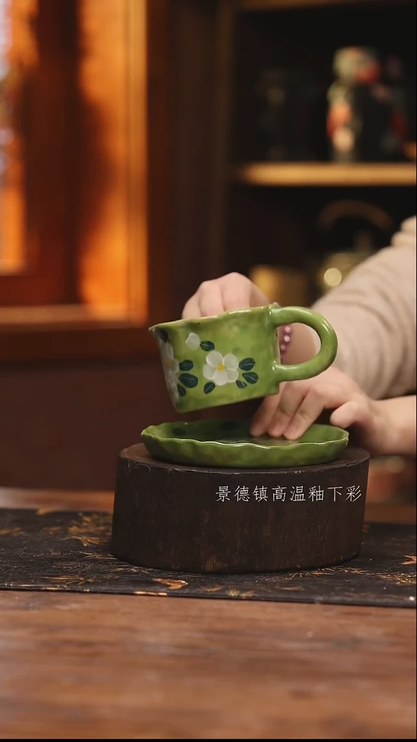 陶瓷景德镇高温釉下手绘陶瓷@L004@