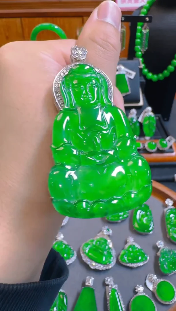 吊坠(赠链)银S925镶嵌翡翠低*天然A货翡翠