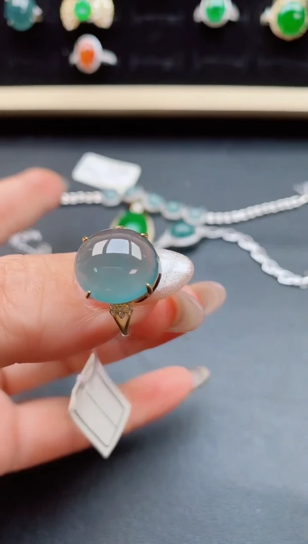 翡翠戒指银S925镶嵌5080505