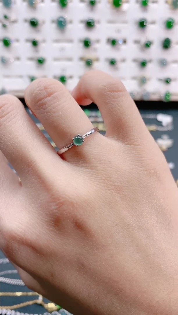 【闪购商品】翡翠戒指银S925镶嵌天然翡翠