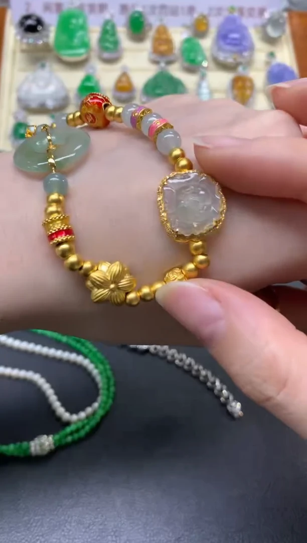 18K金镶嵌手链翡翠手链|5500+550