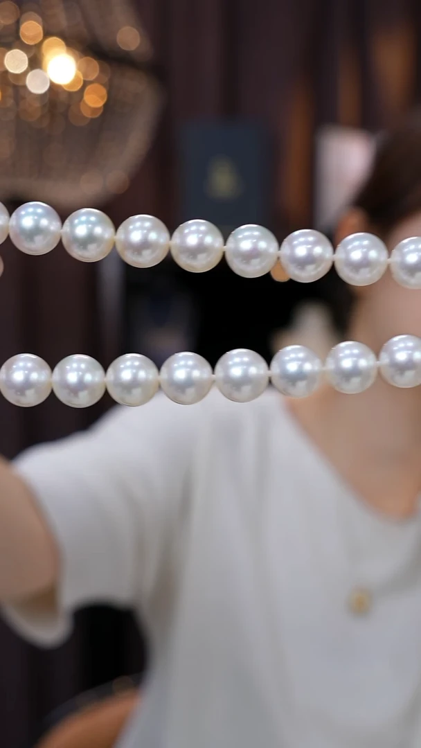 项链14K金镶嵌海水珍珠澳白12-14mm真科研