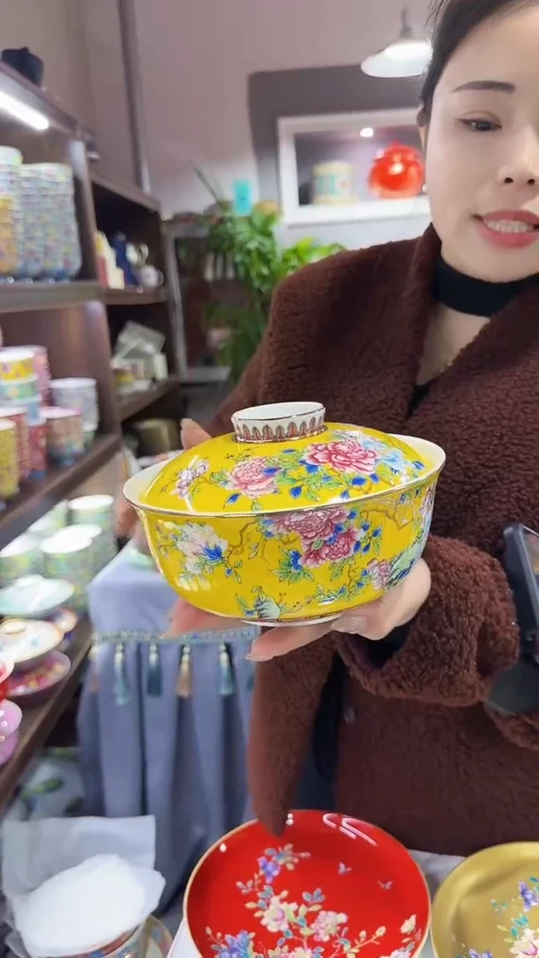 【闪购商品】瓷片7英寸【盖碗】1个景德镇陶瓷【秦坊】