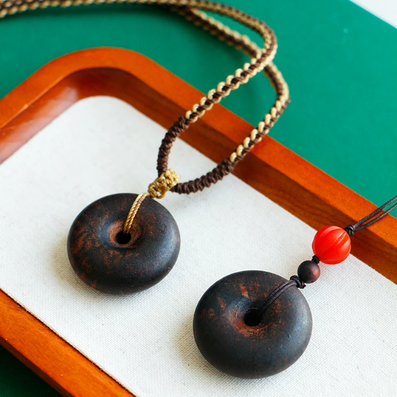 缅甸小叶降真香平安扣项链吊坠  32mm厚10mm