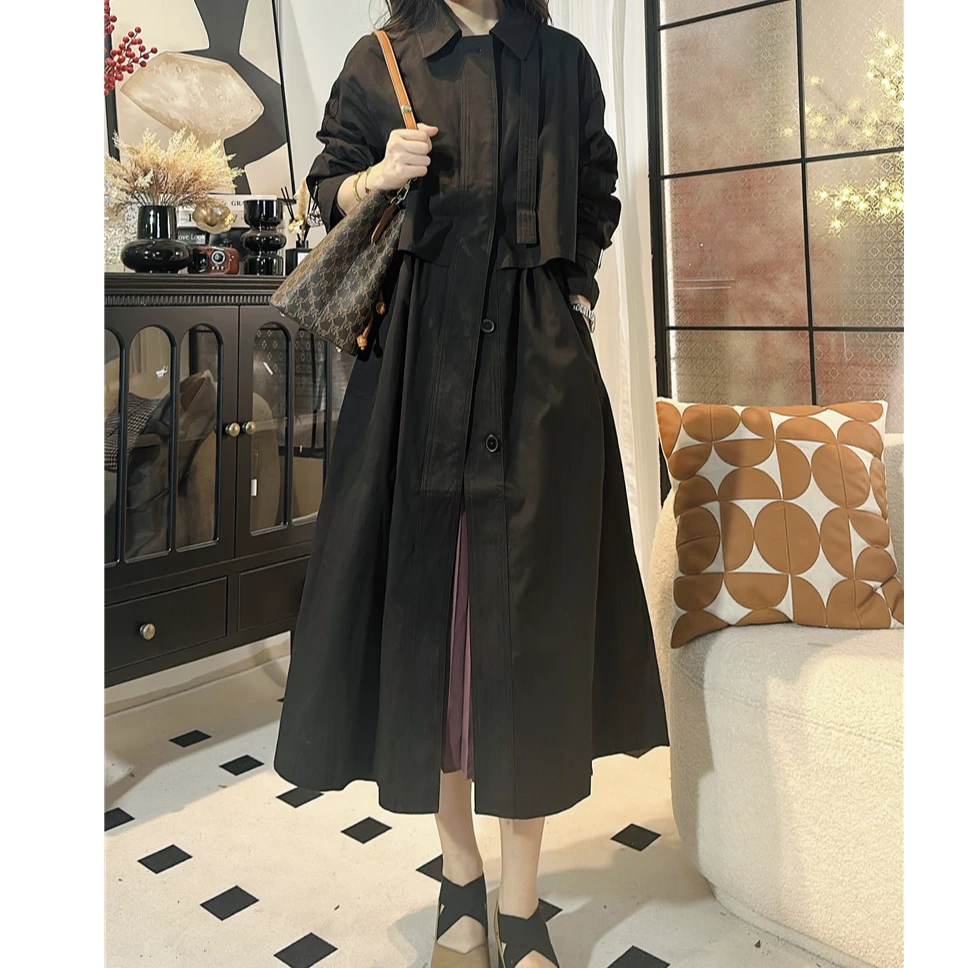 同裳高端定制风衣式连衣裙气质宽松中长款韩版过膝百搭休闲2-16