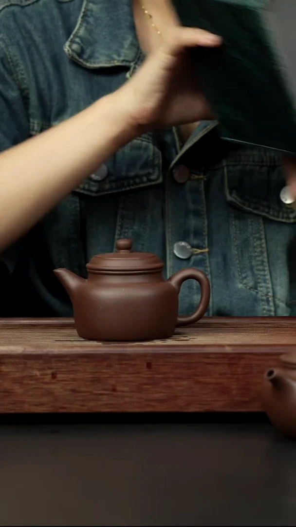 紫砂茶壶老紫泥剑流德钟