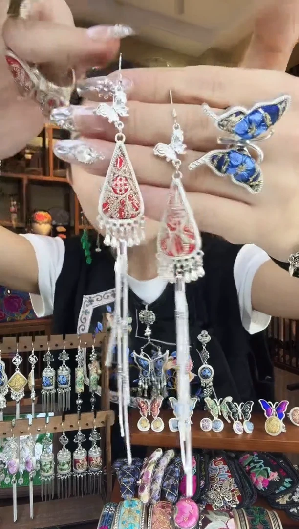 刺绣非遗刺绣民族风耳环