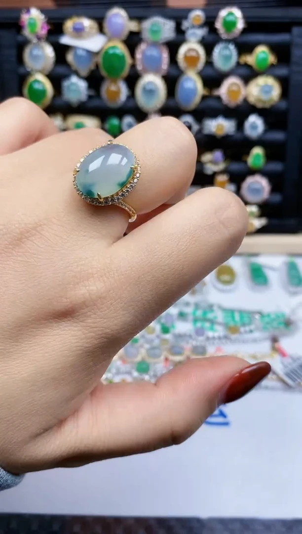 银S925镶嵌戒指翡翠175