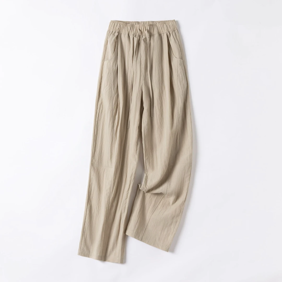 垂感简约纯色风格时尚休闲百搭夏季复古春夏宽松文艺00018萝卜裤