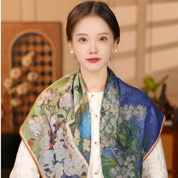 【90丝毛 铃兰物语】丝巾围巾高级披肩送礼复古国风双面