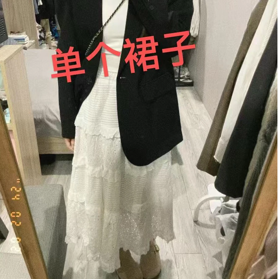 蛋糕裙女白色新款半身裙温柔风小个子中百褶裙女款爆款2025新款