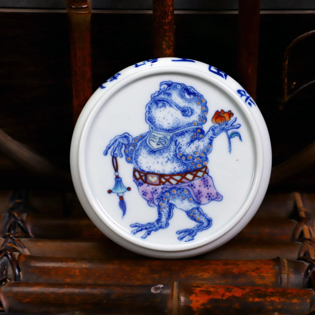 青衫堂斗彩金蟾盖置