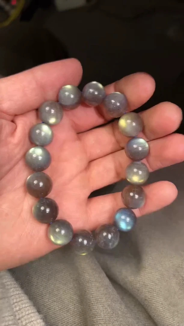 【闪购商品】拉长石手串未镶嵌13.5＋mm紫体灰月光