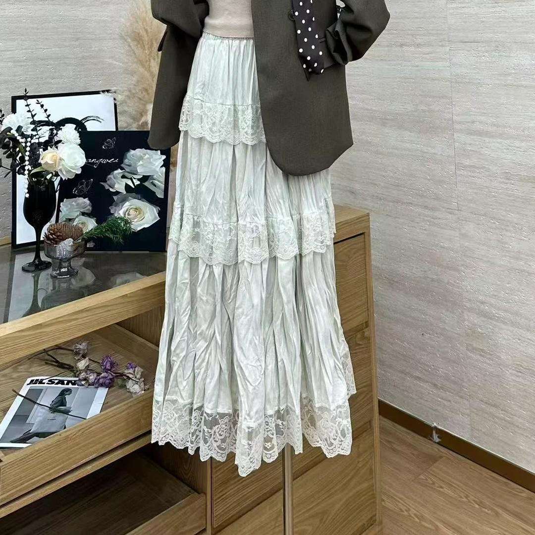 【奶油蕾丝塔】高级感气质蕾丝花边拼接蛋糕半裙-00562