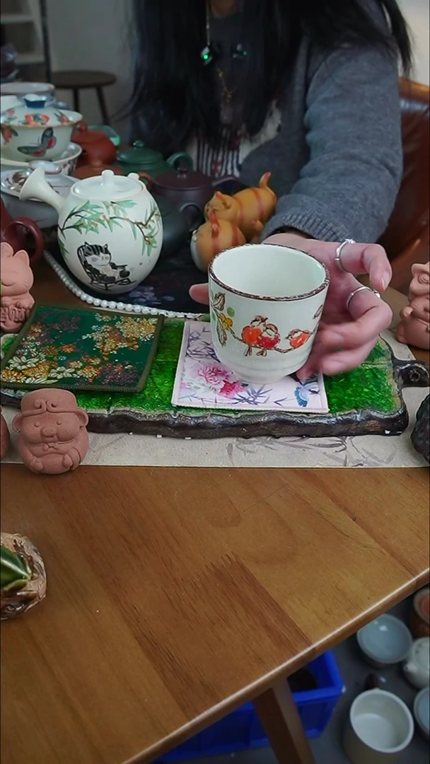 【茶瓷物语】手绘喜鹊杯