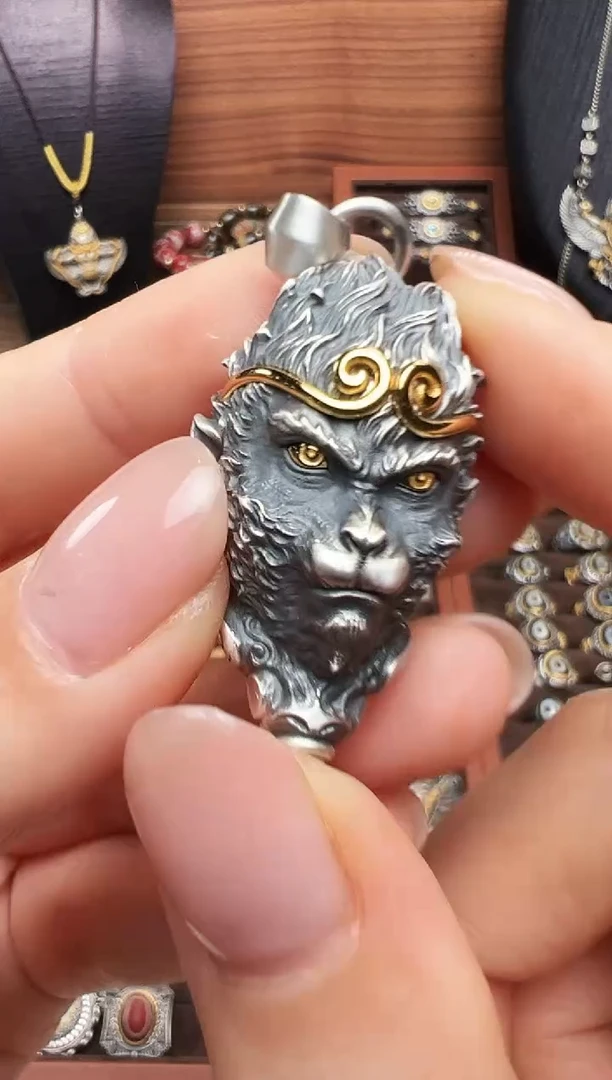 吊坠925银无藏式悟空吊坠