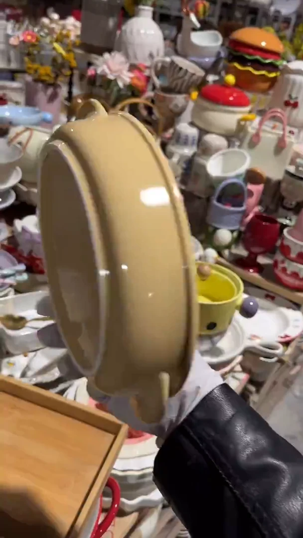 陶瓷椭圆双耳碗微瑕 凑满20元包邮