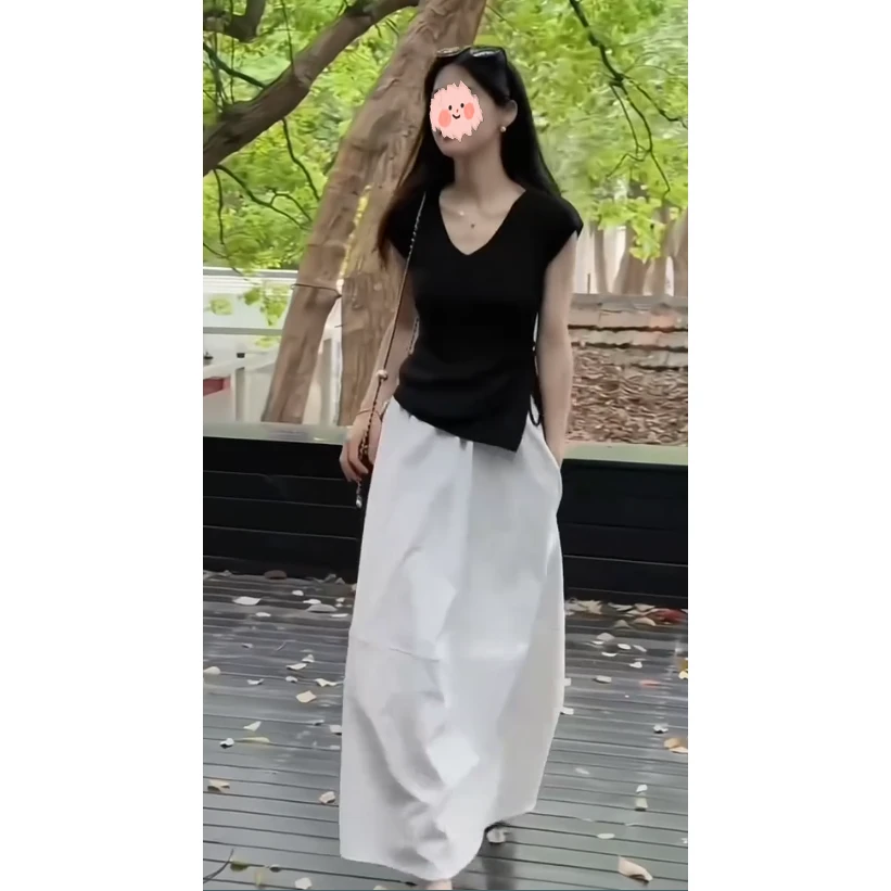 韩版气质修身绑带短袖T恤女装2025夏季新款慵懒半身裙时尚套装