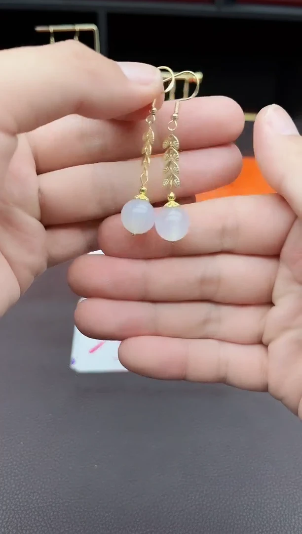 玛瑙/玉髓耳饰银S925镶嵌915000