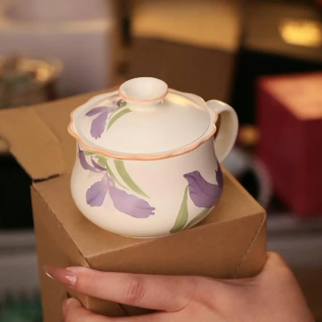 米黄鸢尾花茶咖杯咖啡杯 A12564