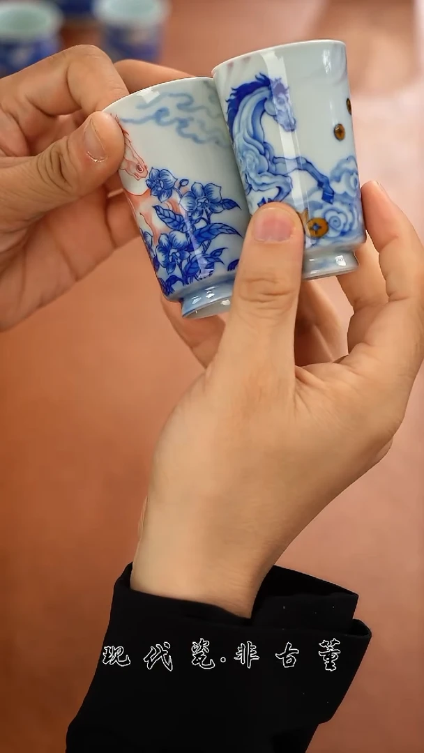 杯子陶瓷正春堂马闻香一对（售后需完整开箱视频）