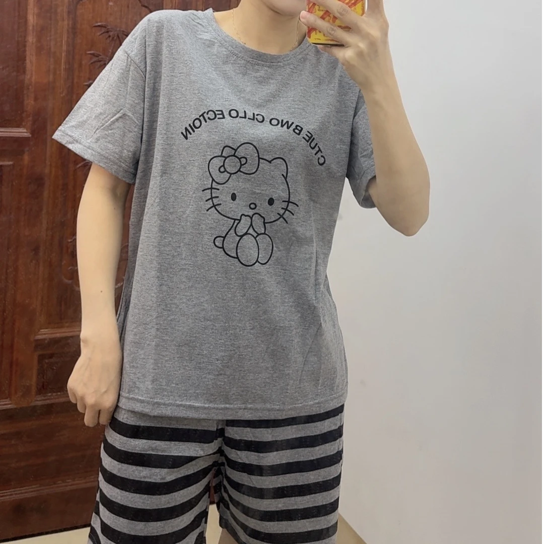 新款纯棉睡衣亲肤夏季新款睡衣女士纯棉短袖短裤可外穿家居服套装