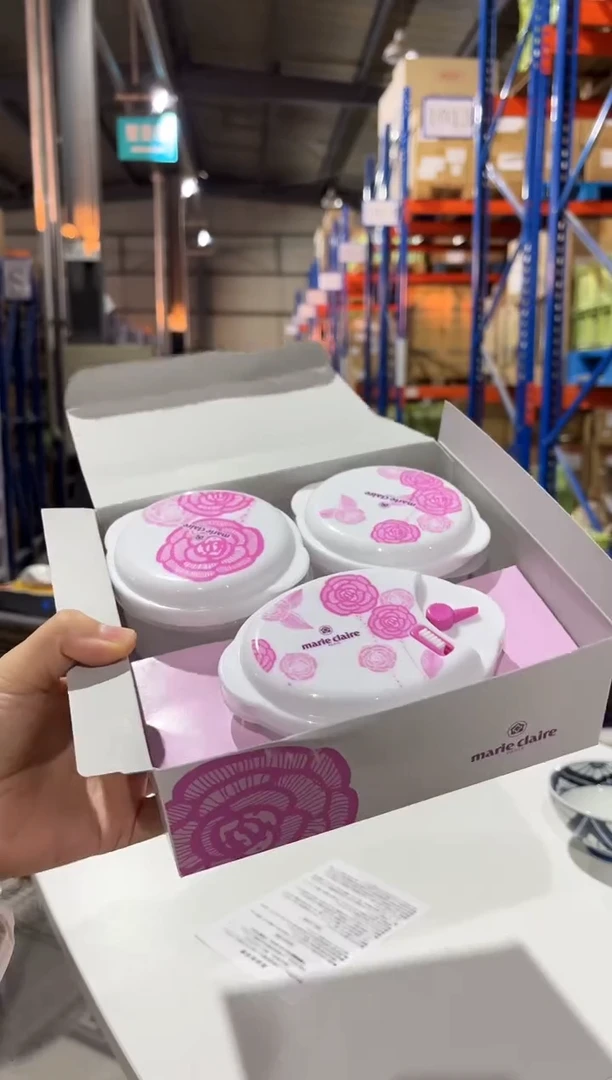瓷「マリ・クレール」"ローズブルーミング" 電子レンジ容器3p