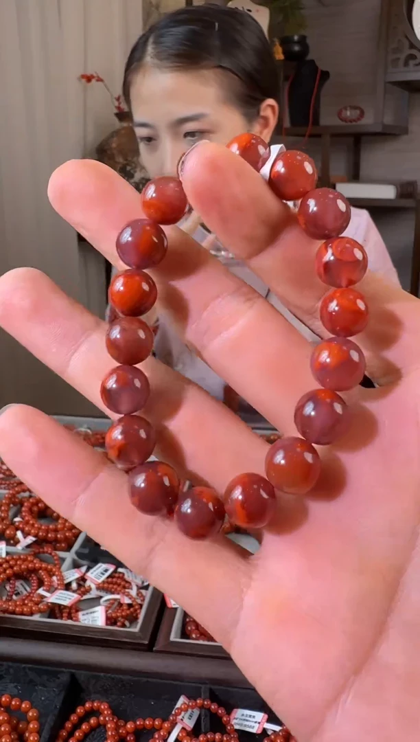 未镶嵌手串南红玛瑙火焰纹 11mm 天然原矿