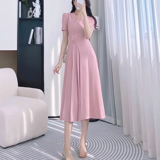 【当天发+运费险】中长款法式高级感气质轻奢高端淑女连衣裙MO858