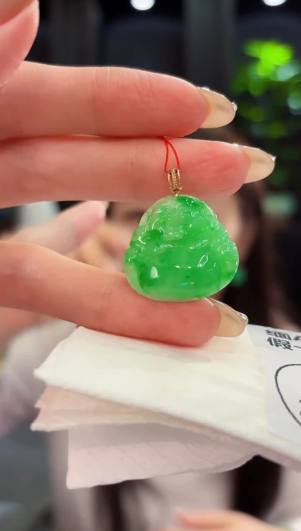 翡翠18K金镶嵌颈饰 缅料A货/支持复检/一件