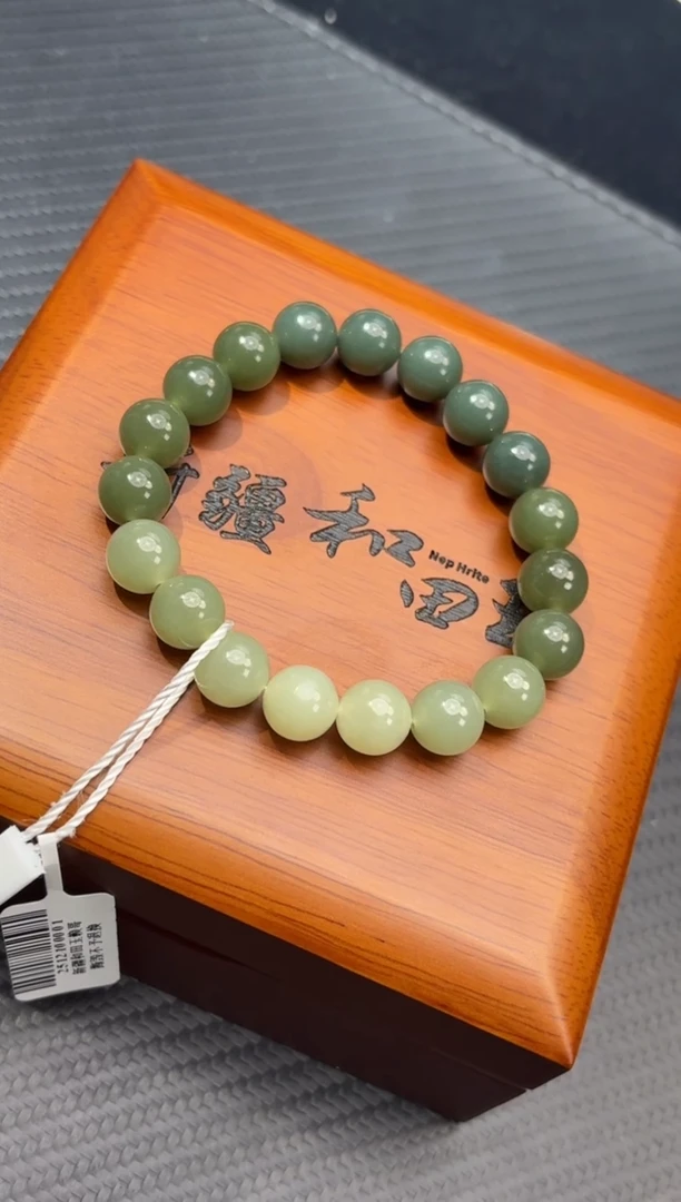 未镶嵌手串和田玉若羌微色差青玉卡10手串