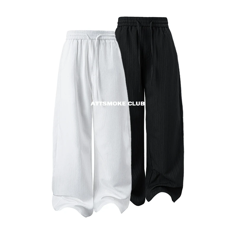 【线上商店】美式Cleanfit老钱高智感肌理条纹弯刀休闲裤海浪纹长裤