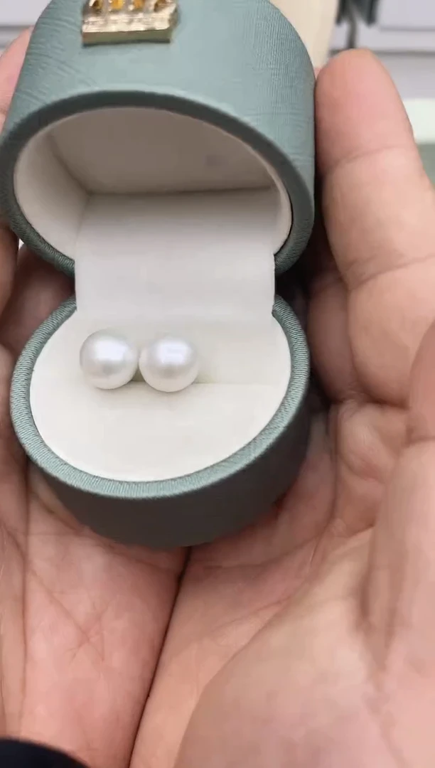 【闪购商品】淡水珍珠耳饰银S925镶嵌11-12近正圆耳钉